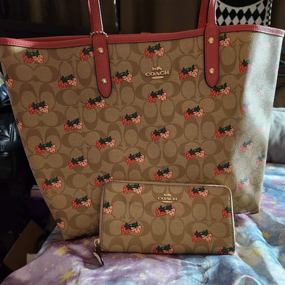 Coach Brown and Red Wallet with Vintage Appeal